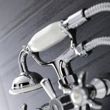 Essex Three-Handle 2-Hole Wall Mount Clawfoot Tub Faucet with Handshower