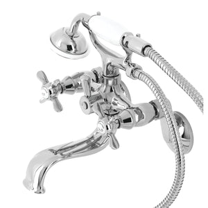 Essex Three-Handle 2-Hole Wall Mount Clawfoot Tub Faucet with Handshower