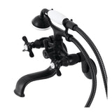 Essex Three-Handle 2-Hole Wall Mount Clawfoot Tub Faucet with Handshower