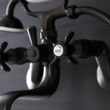 Essex Three-Handle 2-Hole Wall Mount Clawfoot Tub Faucet with Handshower
