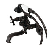 Essex Three-Handle 2-Hole Wall Mount Clawfoot Tub Faucet with Handshower
