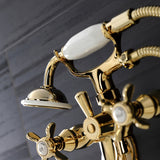 Essex Three-Handle 2-Hole Wall Mount Clawfoot Tub Faucet with Handshower