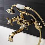 Essex Three-Handle 2-Hole Wall Mount Clawfoot Tub Faucet with Handshower