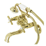 Essex Three-Handle 2-Hole Wall Mount Clawfoot Tub Faucet with Handshower