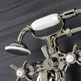 Essex Three-Handle 2-Hole Wall Mount Clawfoot Tub Faucet with Handshower
