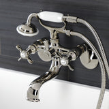 Essex Three-Handle 2-Hole Wall Mount Clawfoot Tub Faucet with Handshower
