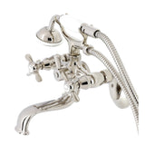 Essex Three-Handle 2-Hole Wall Mount Clawfoot Tub Faucet with Handshower