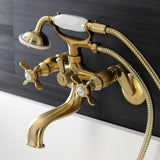 Essex Three-Handle 2-Hole Wall Mount Clawfoot Tub Faucet with Handshower