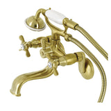 Essex Three-Handle 2-Hole Wall Mount Clawfoot Tub Faucet with Handshower