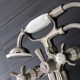 Essex Three-Handle 2-Hole Wall Mount Clawfoot Tub Faucet with Handshower