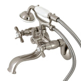 Essex Three-Handle 2-Hole Wall Mount Clawfoot Tub Faucet with Handshower