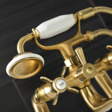 Essex Three-Handle 2-Hole Deck Mount Clawfoot Tub Faucet with Handshower