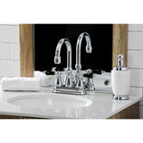 Duchess Two-Handle Deck Mount 4" Centerset Bathroom Faucet with Brass Pop-Up