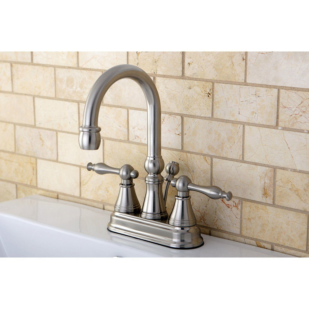 Naples Two-Handle 3-Hole Deck Mount 4" Centerset Bathroom Faucet with Brass Pop-Up