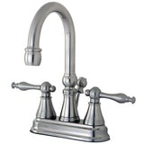 Naples Two-Handle 3-Hole Deck Mount 4" Centerset Bathroom Faucet with Brass Pop-Up