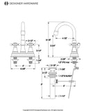 Vintage Double-Handle 3-Hole Deck Mount 4-Inch Centerset Bathroom Faucet with Brass Pop-Up