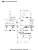 Governor Double-Handle 3-Hole Deck Mount 4-Inch Centerset Bathroom Faucet with Brass Pop-Up