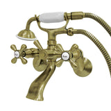 Kingston Two-Handle 2-Hole Wall Mount Clawfoot Tub Faucet with Hand Shower