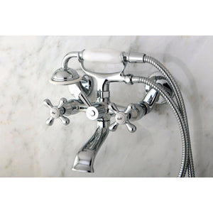 Kingston Two-Handle 2-Hole Wall Mount Clawfoot Tub Faucet with Hand Shower