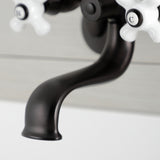 Kingston Three-Handle 2-Hole Wall Mount Clawfoot Tub Faucet with Hand Shower