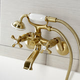 Kingston Two-Handle 2-Hole Wall Mount Clawfoot Tub Faucet with Hand Shower