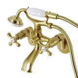 Kingston Two-Handle 2-Hole Wall Mount Clawfoot Tub Faucet with Hand Shower