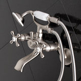 Kingston Two-Handle 2-Hole Wall Mount Clawfoot Tub Faucet with Hand Shower