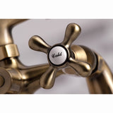 Kingston Three-Handle 2-Hole Deck-Mount Clawfoot Tub Faucet with Hand Shower