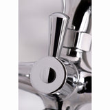 Kingston Three-Handle 2-Hole Deck Mount Clawfoot Tub Faucet with Hand Shower