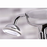 Kingston Three-Handle 2-Hole Deck-Mount Clawfoot Tub Faucet with Hand Shower