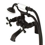 Kingston Three-Handle 2-Hole Deck-Mount Clawfoot Tub Faucet with Hand Shower