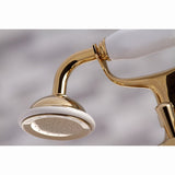 Kingston Three-Handle 2-Hole Deck-Mount Clawfoot Tub Faucet with Hand Shower