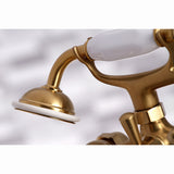Kingston Three-Handle 2-Hole Deck-Mount Clawfoot Tub Faucet with Hand Shower