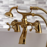 Kingston Three-Handle 2-Hole Deck-Mount Clawfoot Tub Faucet with Hand Shower