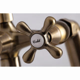 Kingston Three-Handle 2-Hole Deck-Mount Clawfoot Tub Faucet with Hand Shower