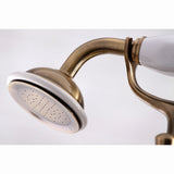Kingston Three-Handle 2-Hole Deck-Mount Clawfoot Tub Faucet with Hand Shower