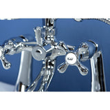 Kingston Three-Handle 2-Hole Deck-Mount Clawfoot Tub Faucet with Hand Shower