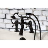 Kingston Three-Handle 2-Hole Deck-Mount Clawfoot Tub Faucet with Hand Shower