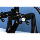 Kingston Three-Handle 2-Hole Deck-Mount Clawfoot Tub Faucet with Hand Shower