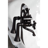 Kingston Three-Handle 2-Hole Deck Mount Clawfoot Tub Faucet with Hand Shower