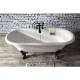 Kingston Three-Handle 2-Hole Deck-Mount Clawfoot Tub Faucet with Hand Shower