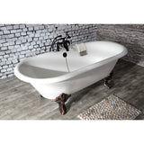 Kingston Three-Handle 2-Hole Deck-Mount Clawfoot Tub Faucet with Hand Shower