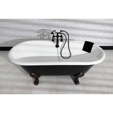 Kingston Three-Handle 2-Hole Deck Mount Clawfoot Tub Faucet with Hand Shower