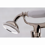 Kingston Three-Handle 2-Hole Deck-Mount Clawfoot Tub Faucet with Hand Shower