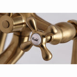 Kingston Three-Handle 2-Hole Deck-Mount Clawfoot Tub Faucet with Hand Shower