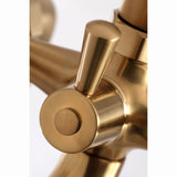 Kingston Three-Handle 2-Hole Deck-Mount Clawfoot Tub Faucet with Hand Shower