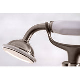 Kingston Three-Handle 2-Hole Deck-Mount Clawfoot Tub Faucet with Hand Shower