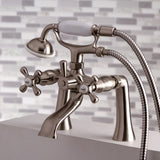 Kingston Three-Handle 2-Hole Deck-Mount Clawfoot Tub Faucet with Hand Shower