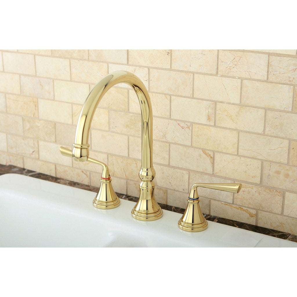 Silver Sage Two-Handle 3-Hole Deck Mount Widespread Kitchen Faucet
