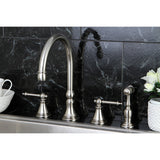 Templeton Two-Handle 4-Hole Deck Mount Widespread Kitchen Faucet with Brass Sprayer